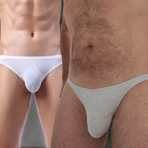 Men's White and Gray Underwear Set